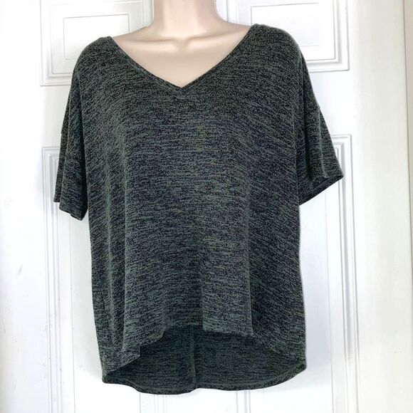 A NEW DAY V Neck Tunic Sweater Short Sleeves Gray Green Womens XL - Picture 3 of 8